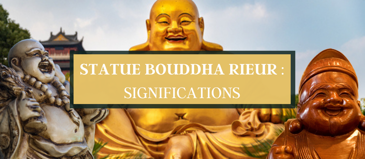Statue Bouddha rieur et son Dragon en résine - Décoration intérieure Zen