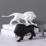 Statue Lion Blanc et noir