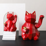 Sculpture Chat Origami Rouge