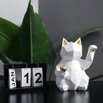 Statue Chat Origami Blanc