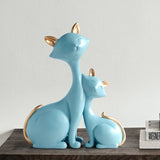 Statue Chat en Résine Turquoise