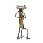 Statue Chat Saxophone en métal