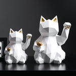 Statue Chat Origami Blanc