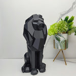 Statue Lion Origami Noir