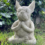 Statue Chien Bouledogue Méditation en résine