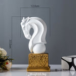 Statue Cheval Buste Design Blanc