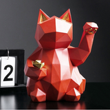 Statue Chat Origami Rouge